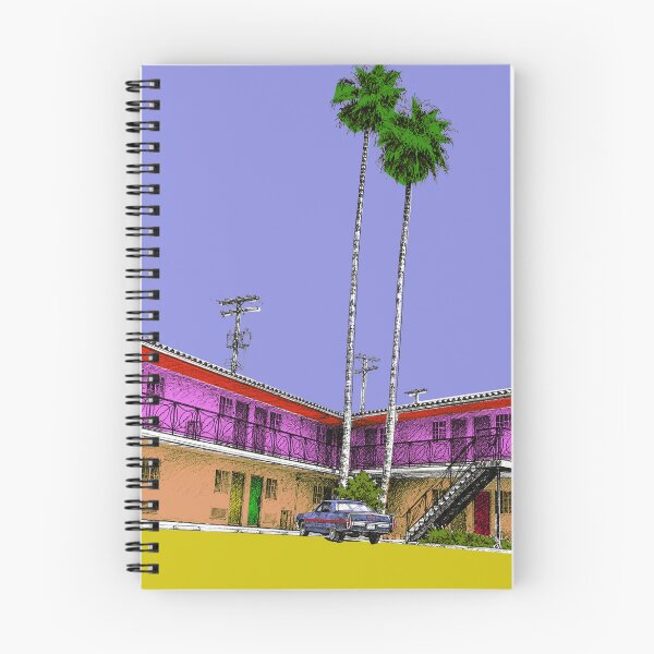 Item preview, California USA Motel with Palm Trees. Original art. Watercolour designed and sold by KALEIDOSCOPE UK.