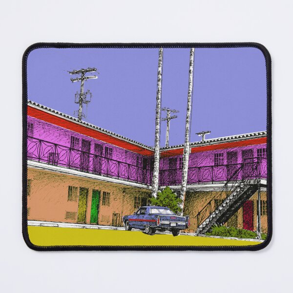 Item preview, California USA Motel with Palm Trees. Original art. Watercolour designed and sold by KALEIDOSCOPE UK.