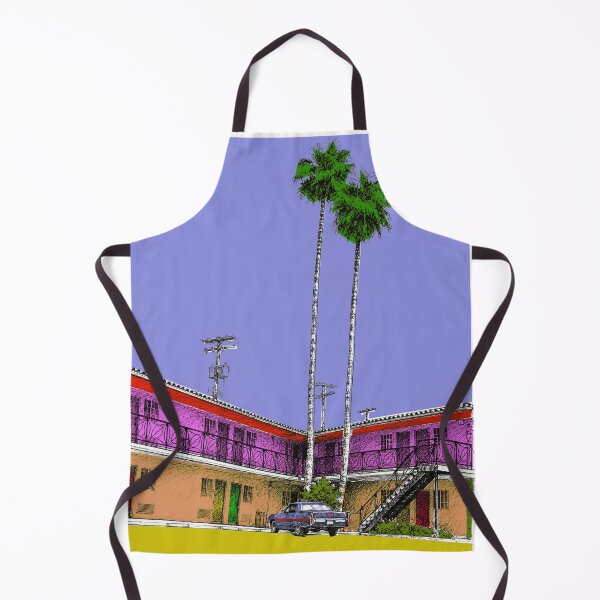 Item preview, California USA Motel with Palm Trees. Original art. Watercolour designed and sold by KALEIDOSCOPE UK.