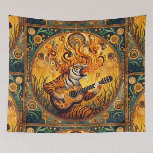 Item preview, Tiger burning bright with guitar 2 designed and sold by KenRinkel.