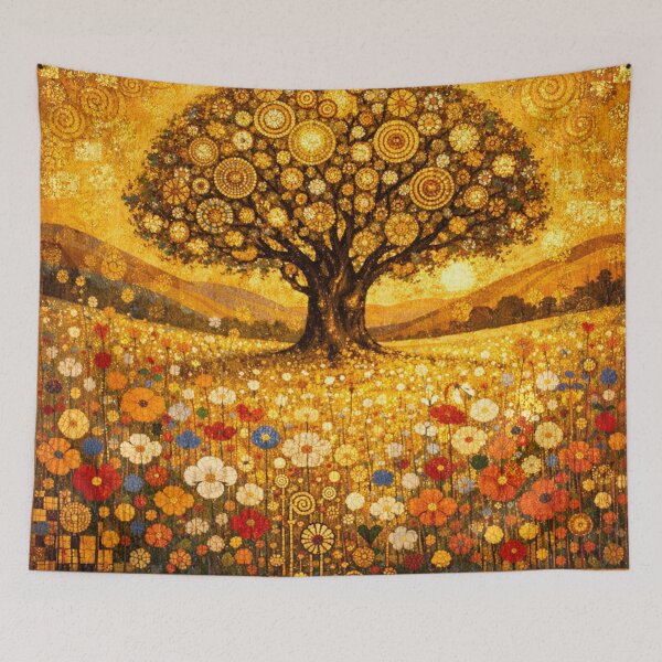Item preview, Golden Tree of Life Mosaic over Wildflower Meadow designed and sold by Owcomm.
