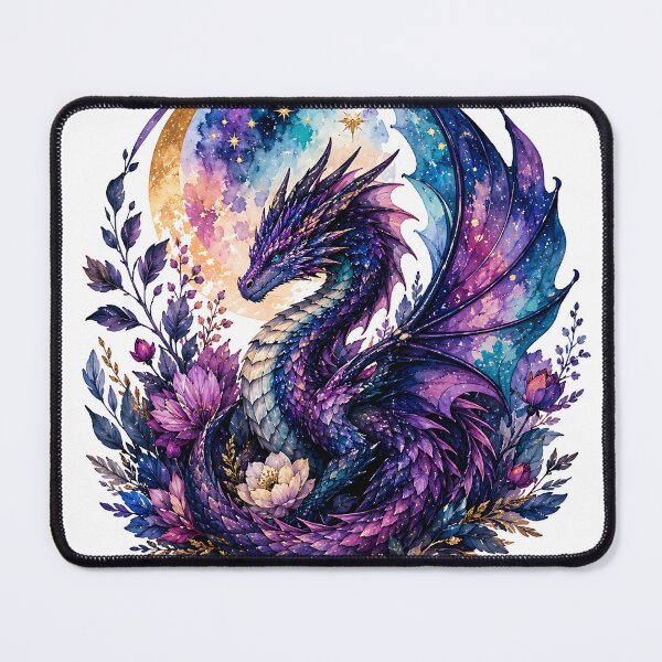 Item preview, Watercolor Celestial Purple Dragon with Floral Moon  designed and sold by Jaideep Walia.