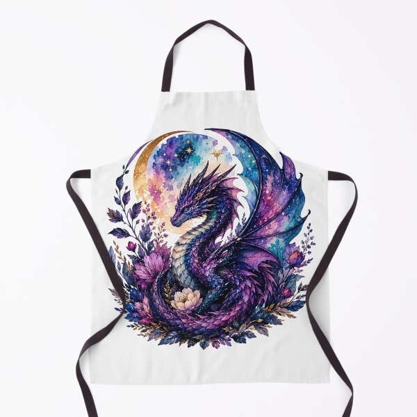 Item preview, Watercolor Celestial Purple Dragon with Floral Moon  designed and sold by Jaideep Walia.