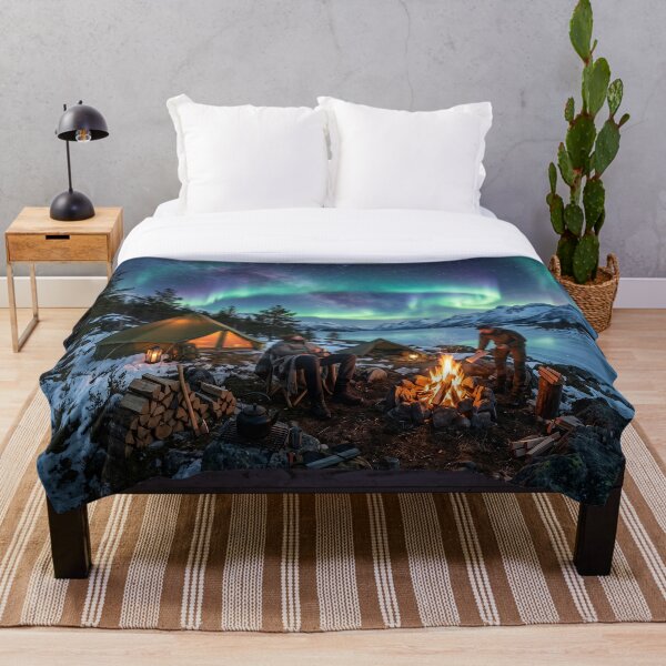 Item preview, Camping Under the Northern Lights Aurora Borealis designed and sold by Quiet life.