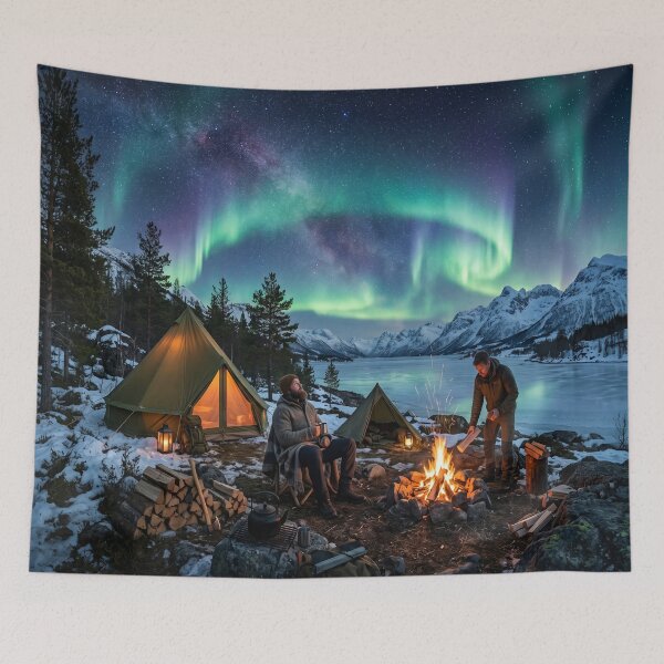Item preview, Camping Under the Northern Lights Aurora Borealis designed and sold by Natural life.