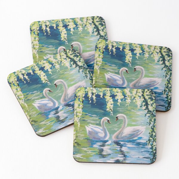 Item preview, Scenery of peaceful white swans  designed and sold by NivyasArtistry.