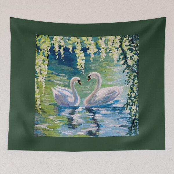 Item preview, Scenery of peaceful white swans  designed and sold by NivyasArtistry.