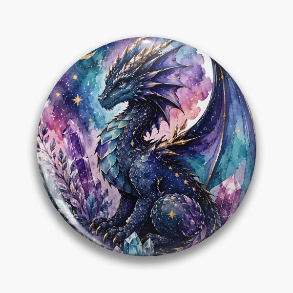 Item preview, Watercolor Majestic Blue Dragon with Celestial Crystals  designed and sold by Jaideep Walia.
