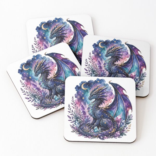 Item preview, Watercolor Majestic Blue Dragon with Celestial Crystals  designed and sold by Jaideep Walia.
