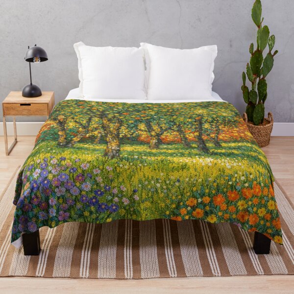 Item preview, Golden Orchard Garden with Blooming Wildflowers in Klimt Impressionist Style designed and sold by Owcomm.