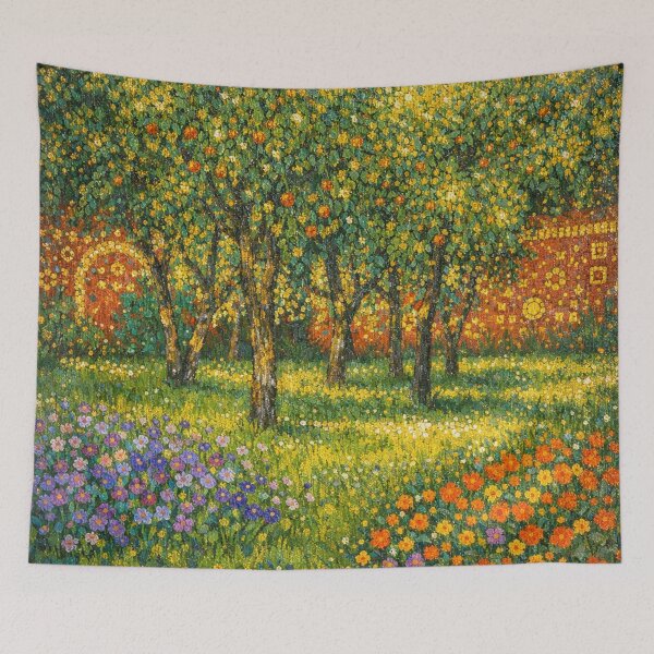 Item preview, Golden Orchard Garden with Blooming Wildflowers in Klimt Impressionist Style designed and sold by Owcomm.