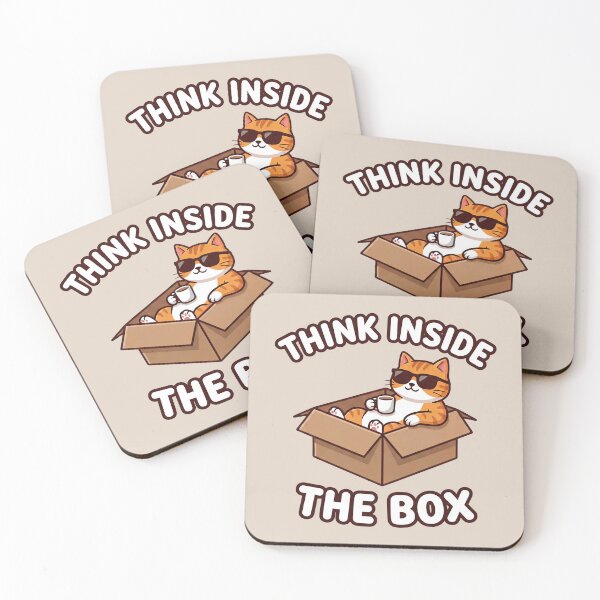 Item preview, Think Inside the Box Cool Cat – Funny Lazy Cat Parody Design designed and sold by WordPlayStudio.