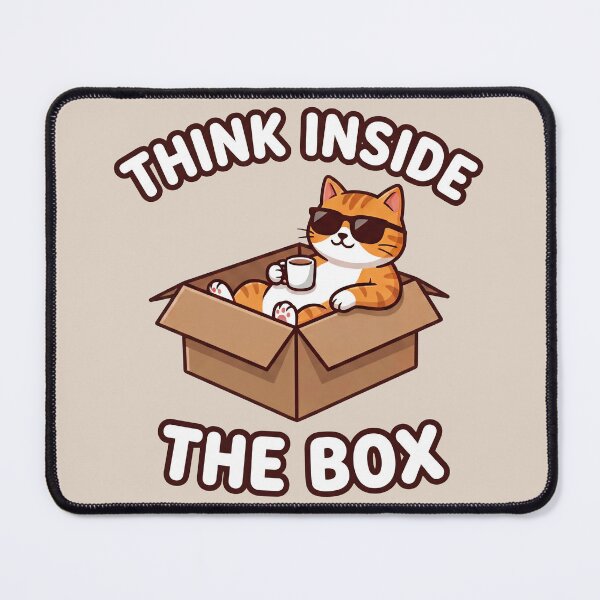 Item preview, Think Inside the Box Cool Cat – Funny Lazy Cat Parody Design designed and sold by WordPlayStudio.
