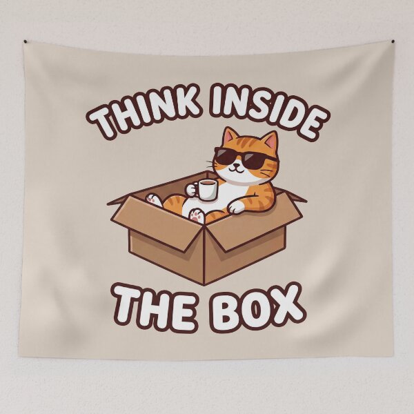 Item preview, Think Inside the Box Cool Cat – Funny Lazy Cat Parody Design designed and sold by WordPlayStudio.