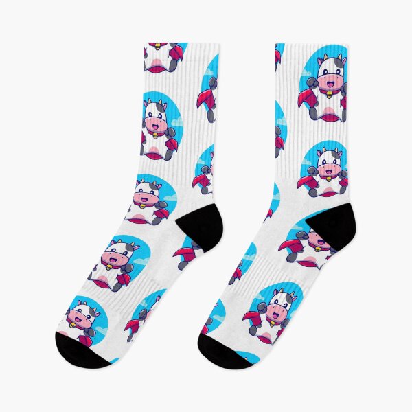 Item preview, Cute Superhero Cow Flying In Sky Cartoon designed and sold by Clara D 	 Leclair.