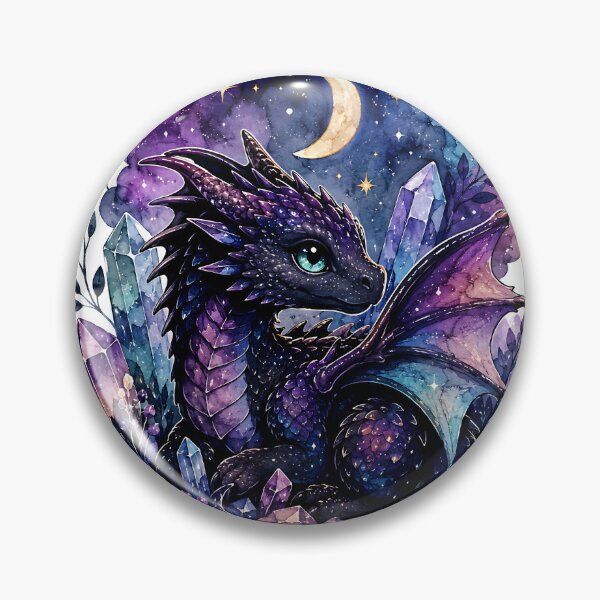 Item preview, Watercolor Celestial Baby Dragon with Amethyst Crystals  designed and sold by Jaideep Walia.