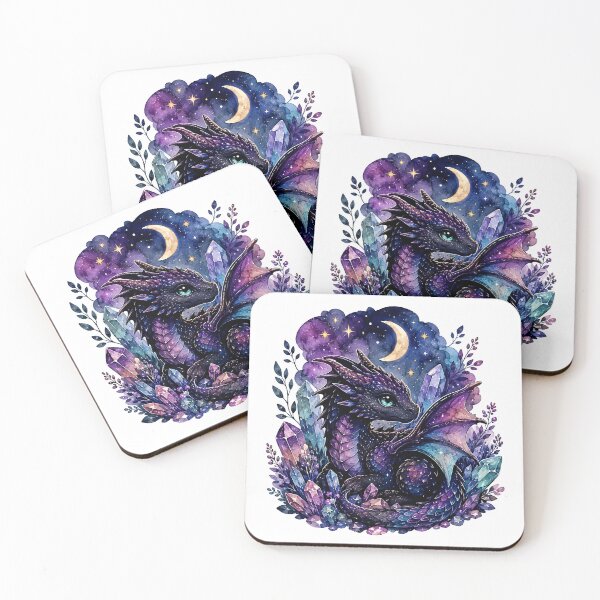 Item preview, Watercolor Celestial Baby Dragon with Amethyst Crystals  designed and sold by Jaideep Walia.