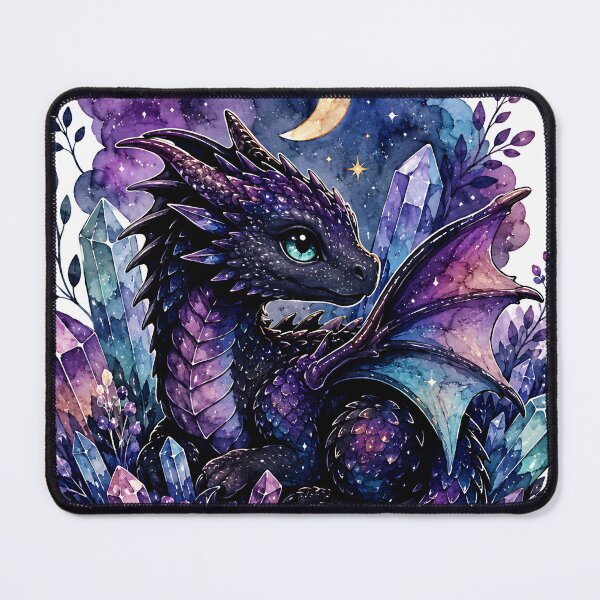 Item preview, Watercolor Celestial Baby Dragon with Amethyst Crystals  designed and sold by Jaideep Walia.