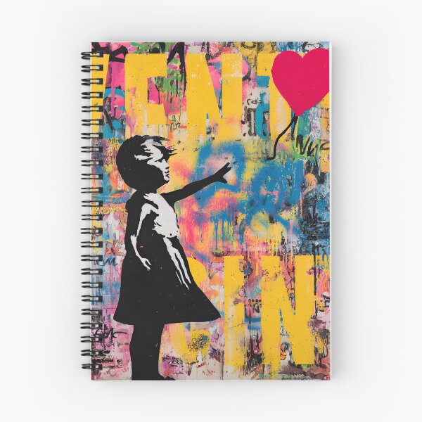 Item preview, Street Mural Girl With Red Heart Balloon Art  designed and sold by GrinGalore.