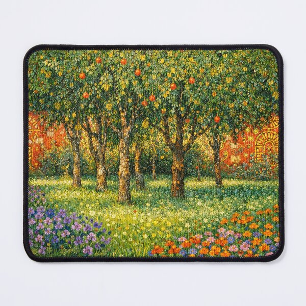 Item preview, Mosaic Garden with Fruit Trees and Wildflowers Colorful Botanical Painting designed and sold by Owcomm.