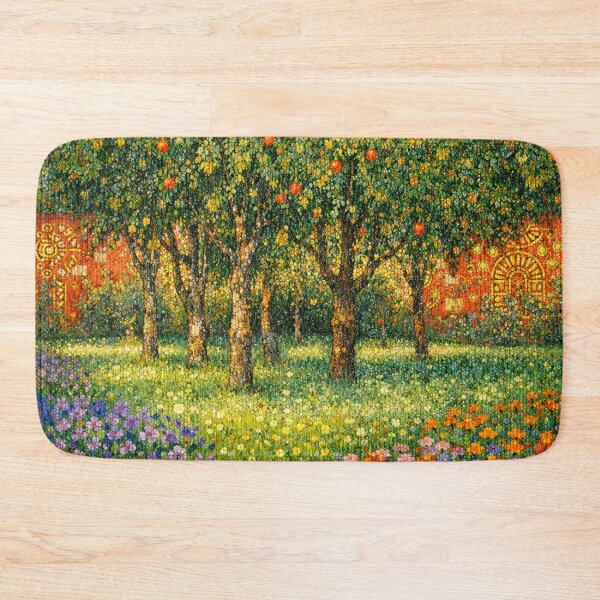 Item preview, Mosaic Garden with Fruit Trees and Wildflowers Colorful Botanical Painting designed and sold by Owcomm.