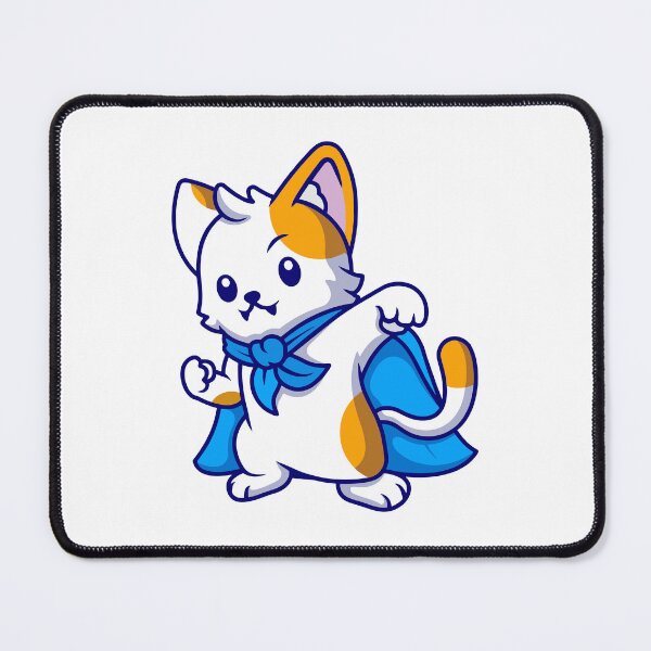 Item preview, Cute Superhero Cat Wearing Blue Cape Cartoon designed and sold by Clara D 	 Leclair.