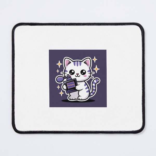 Item preview, Kawaii Cat with Perfume Bottle - Dark Purple Sticker designed and sold by Purrlume.