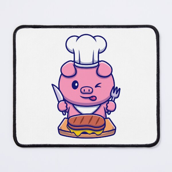 Item preview, Cute Chef Pig Preparing Delicious Steak Cartoon designed and sold by Clara D Leclair.