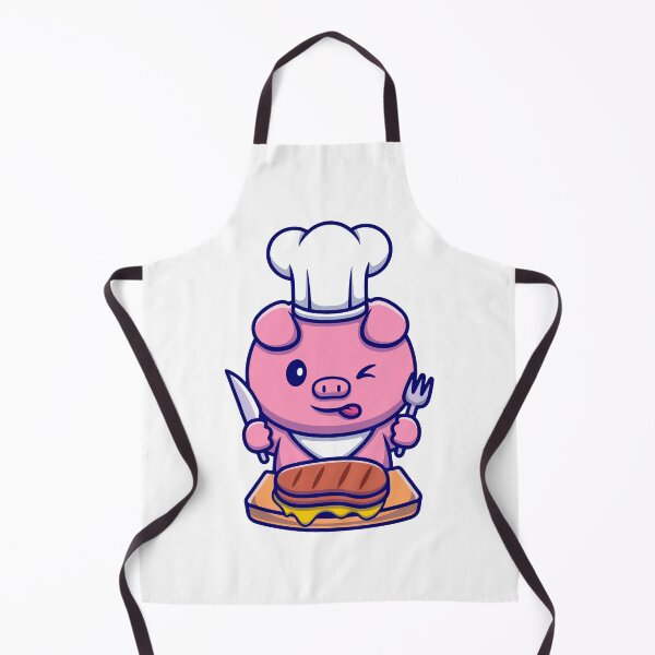 Item preview, Cute Chef Pig Preparing Delicious Steak Cartoon designed and sold by Clara D Leclair.