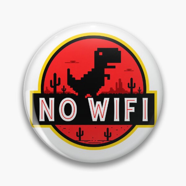 Item preview, No Wifi Dinosaur Sticker – Funny Jurassic Park Parody T-Rex Chrome Dino Game designed and sold by ClickToSticker.