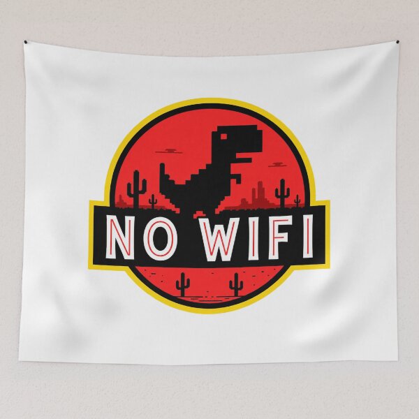 Item preview, No Wifi Dinosaur Sticker – Funny Jurassic Park Parody T-Rex Chrome Dino Game designed and sold by ClickToSticker.