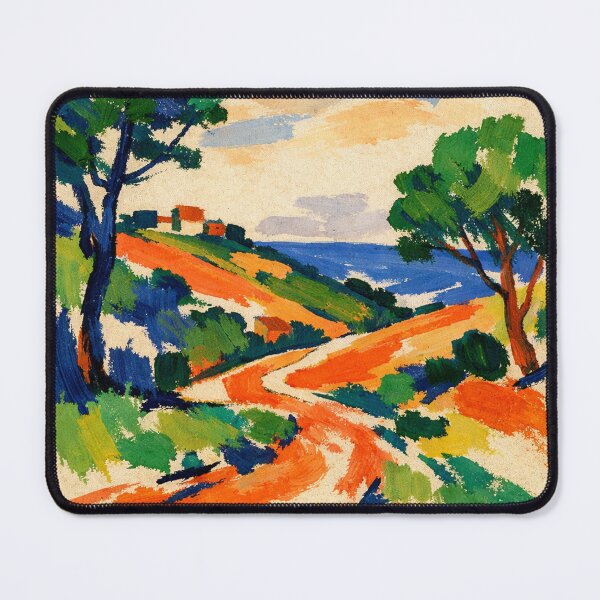 Item preview, Fauvist Mediterranean Landscape with Red Earth and Blue Sea designed and sold by Owcomm.