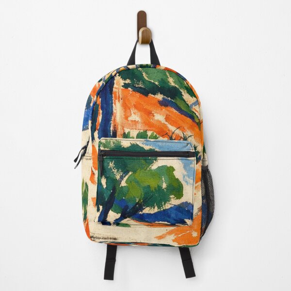 Item preview, Fauvist Mediterranean Landscape Watercolor Orange Earth and Blue Mountains designed and sold by Owcomm.