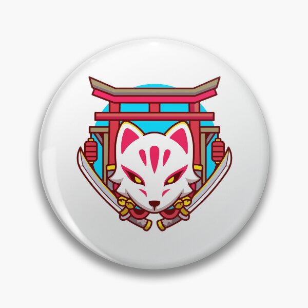 Item preview, Japanese Kitsune Fox Mask With Dual Katanas designed and sold by Clara D 	 Leclair.