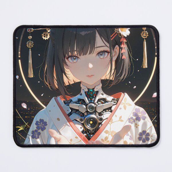 Item preview, Futuristic Cyberpunk Waifu Geisha Anime Girl Robotic Poster designed and sold by BorgSpareParts.