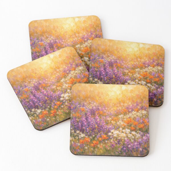 Item preview, Golden Hour Wildflower Meadow Impressionist Oil Painting designed and sold by Owcomm.
