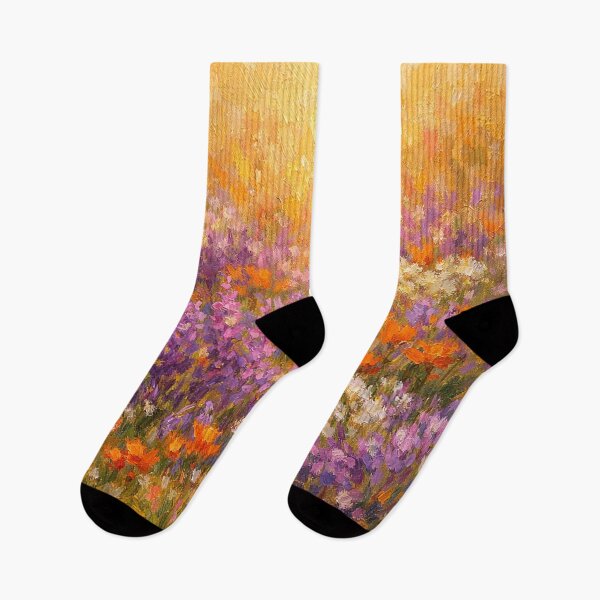 Item preview, Golden Hour Wildflower Meadow Impressionist Oil Painting designed and sold by Owcomm.