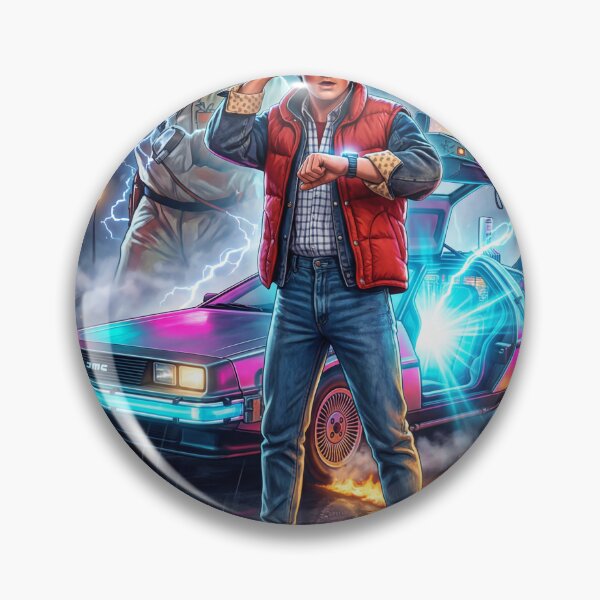 Item preview, Back to the Future Marty McFly and DeLorean Cinematic Poster designed and sold by NeonArcadeForge.