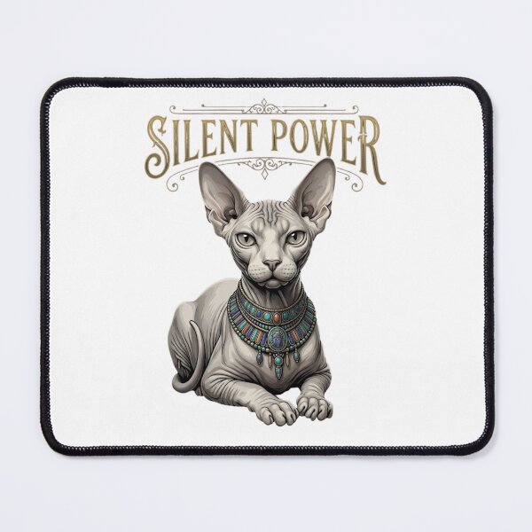 Item preview, Silent Power Egyptian Pharaoh Sphynx Cat Art designed and sold by GiggleInkTees.