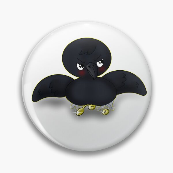 Item preview, Funny Grumpy Kawaii Black Crow Hoarding Shiny Objects designed and sold by BalRaju-Doodles.