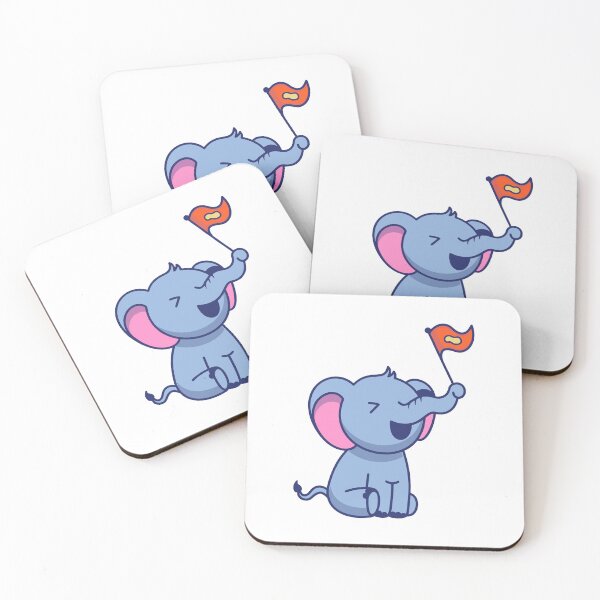 Item preview, Cute Happy Elephant Holding Orange Flag Mascot designed and sold by Clara D 	 Leclair.