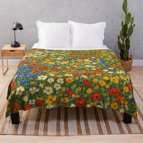 Item preview, Vibrant Wildflower Meadow Tapestry Oil Painting designed and sold by Owcomm.