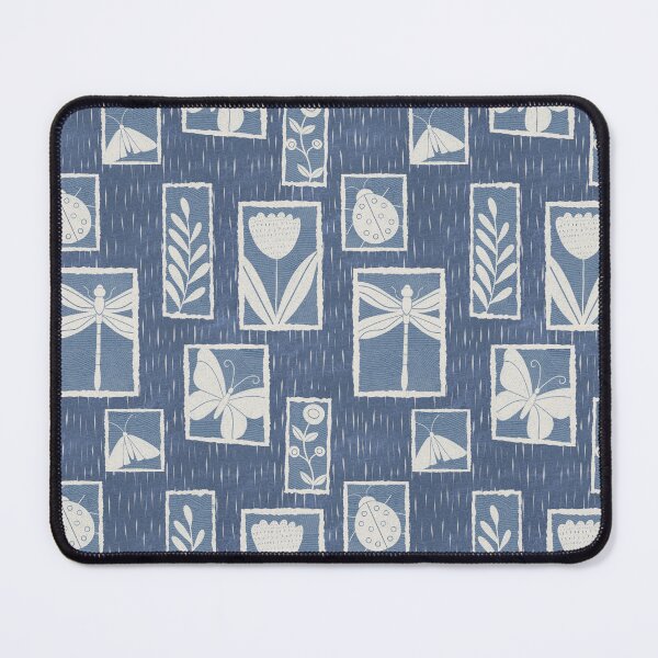 Item preview, Blue Linocut Insects & Plants designed and sold by ThreadsbyAnindi.