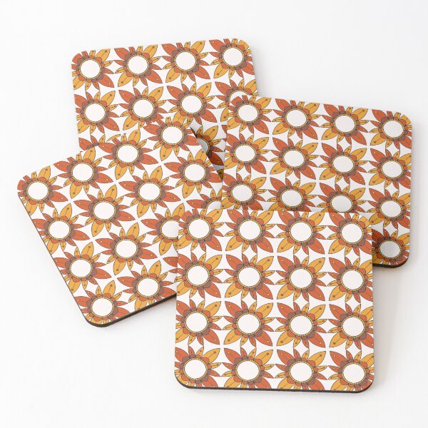 Item preview, Retro Boho Floral Pattern – Burnt Orange Amber 70s Flower Repeat Design designed and sold by DERA RAY.
