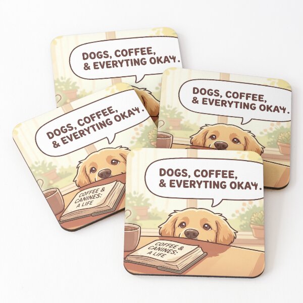Item preview, Dogs, Coffee, & Everything Okay Sticker designed and sold by SoftAuraStudi0.