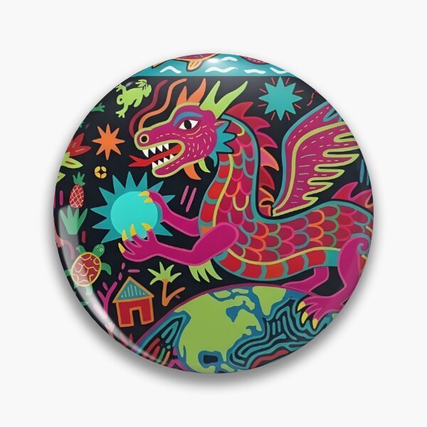 Item preview, Mythical Dragon Mola Art | Traditional Indigenous Style Tapestry | Vibrant Tribal Folk Art designed and sold by SergioMiklos.