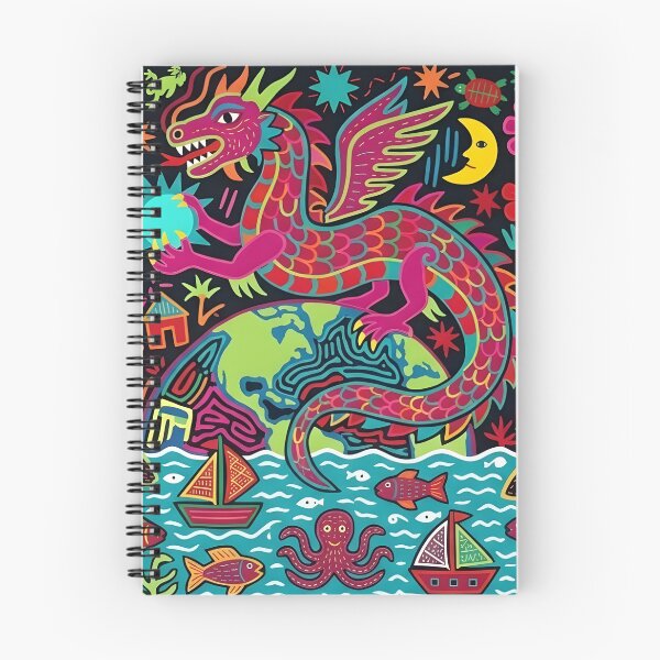 Item preview, Mythical Dragon Mola Art | Traditional Indigenous Style Tapestry | Vibrant Tribal Folk Art designed and sold by SergioMiklos.