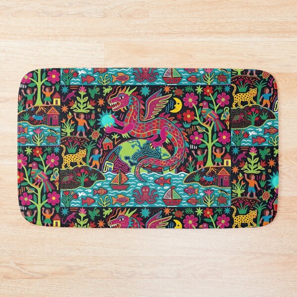 Item preview, Mythical Dragon Mola Art | Traditional Indigenous Style Tapestry | Vibrant Tribal Folk Art designed and sold by SergioMiklos.