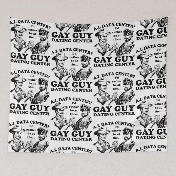 Item preview, Funny AI Data Center Gay Guy Dating Center Cowboy Meme designed and sold by KAWKAW-DRHM.