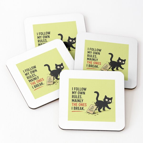 Item preview, Follow My Own Rules Funny Black Cat designed and sold by LovelyCatGalaxy.
